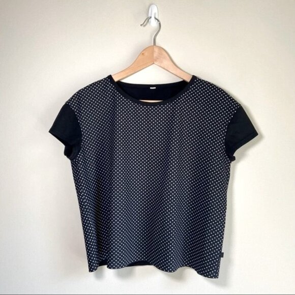 Lululemon LAB Out of This World Crop Tee Capped Sleeve Polka Dot Black Ghost 10 - Picture 1 of 5